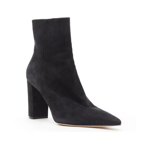 Gianvito Rossi Piper 85 Black Suede Heeled Ankle Boots Heels sz 39.5 Lyell - Picture 1 of 12